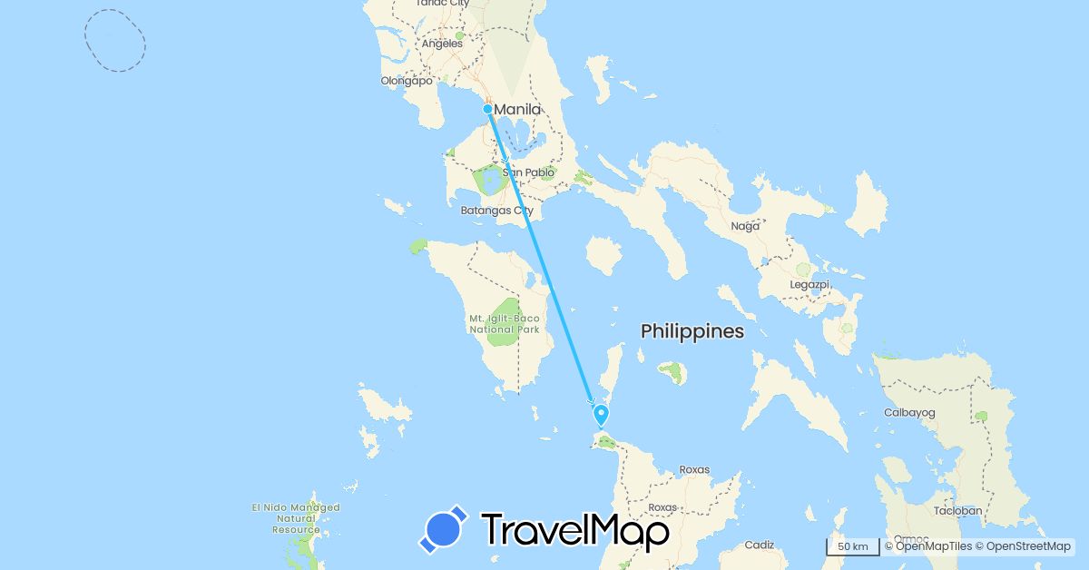 TravelMap itinerary: driving, boat in Philippines (Asia)